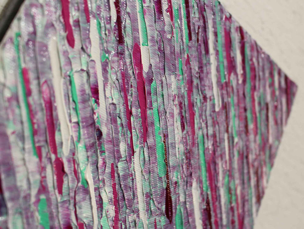 Miniatura: Tableau moderne Texture couteau blanc verte rose magenta