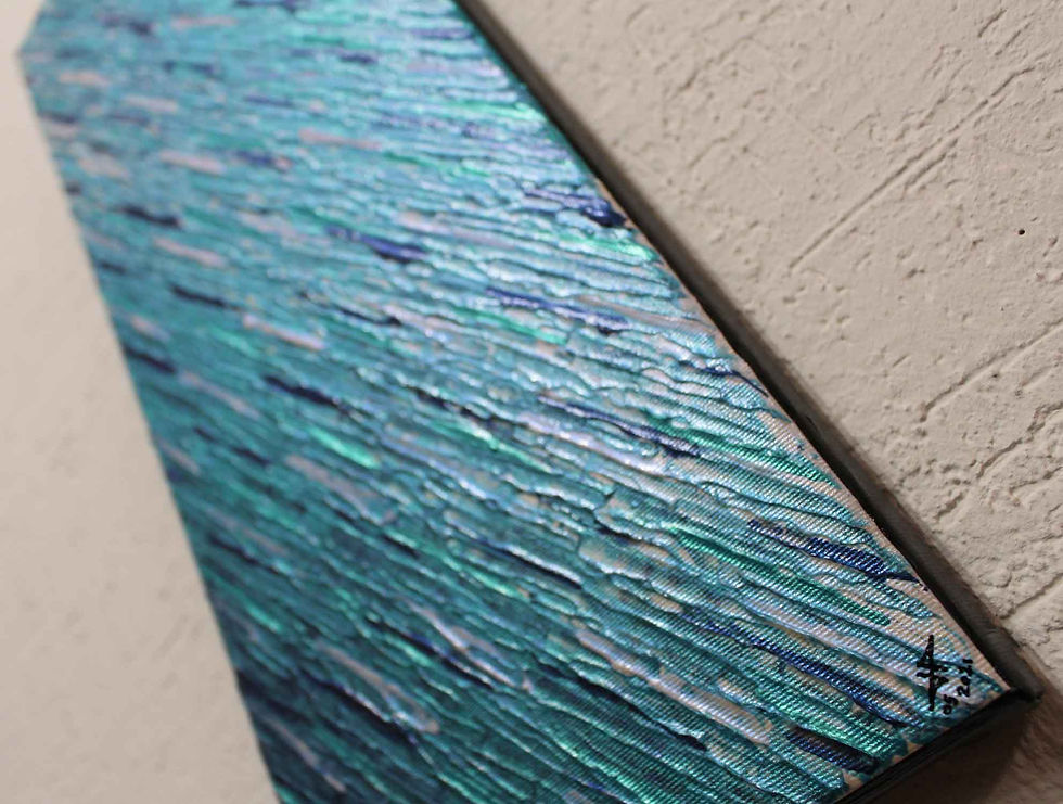 Miniatura: Tableau moderne Texture couteau blanc nacrée bleue iridescente