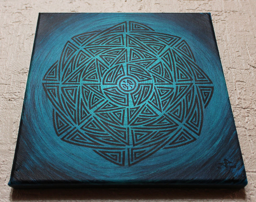 Miniatura: Quadro di design su tela: Blu smeraldo tribale