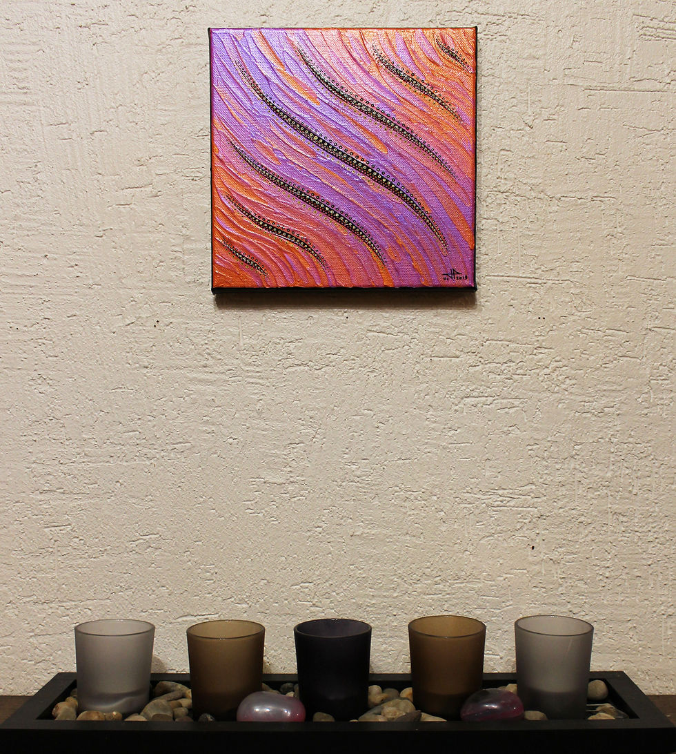 Miniatura: Quadro contemporaneo Fluido rosa-arancio iridescente