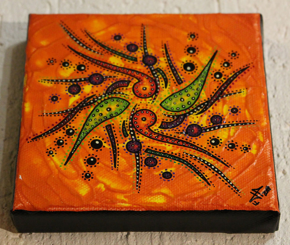 Miniatura: Tableau contemporain Sens du mouvement jaune orange