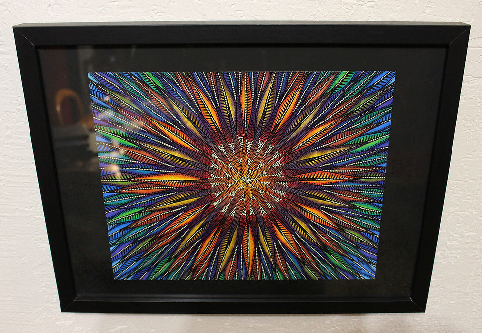 Miniatura: Peinture design de tournesol abstrait avec cadre.