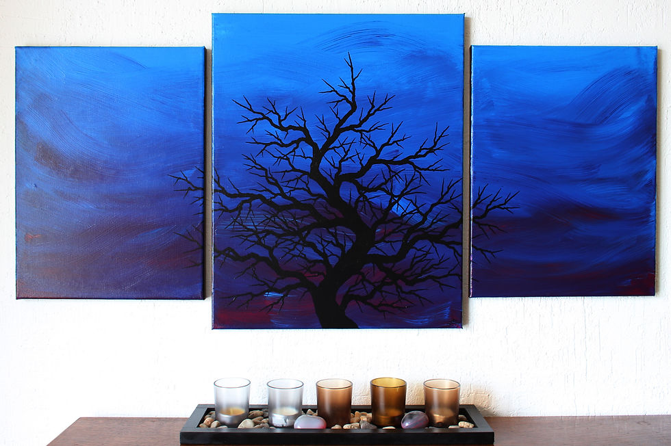 Miniatura: Triptyque moderne Silhouette sombre d’arbre
