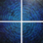 Peinture quadriptyque bleu pleine vue
