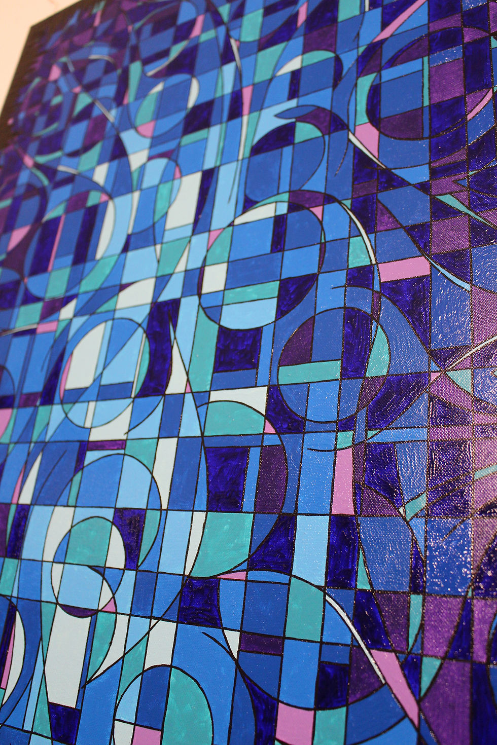 Miniatura: Peinture contemporaine bleue abstraite autre vue détaillée.