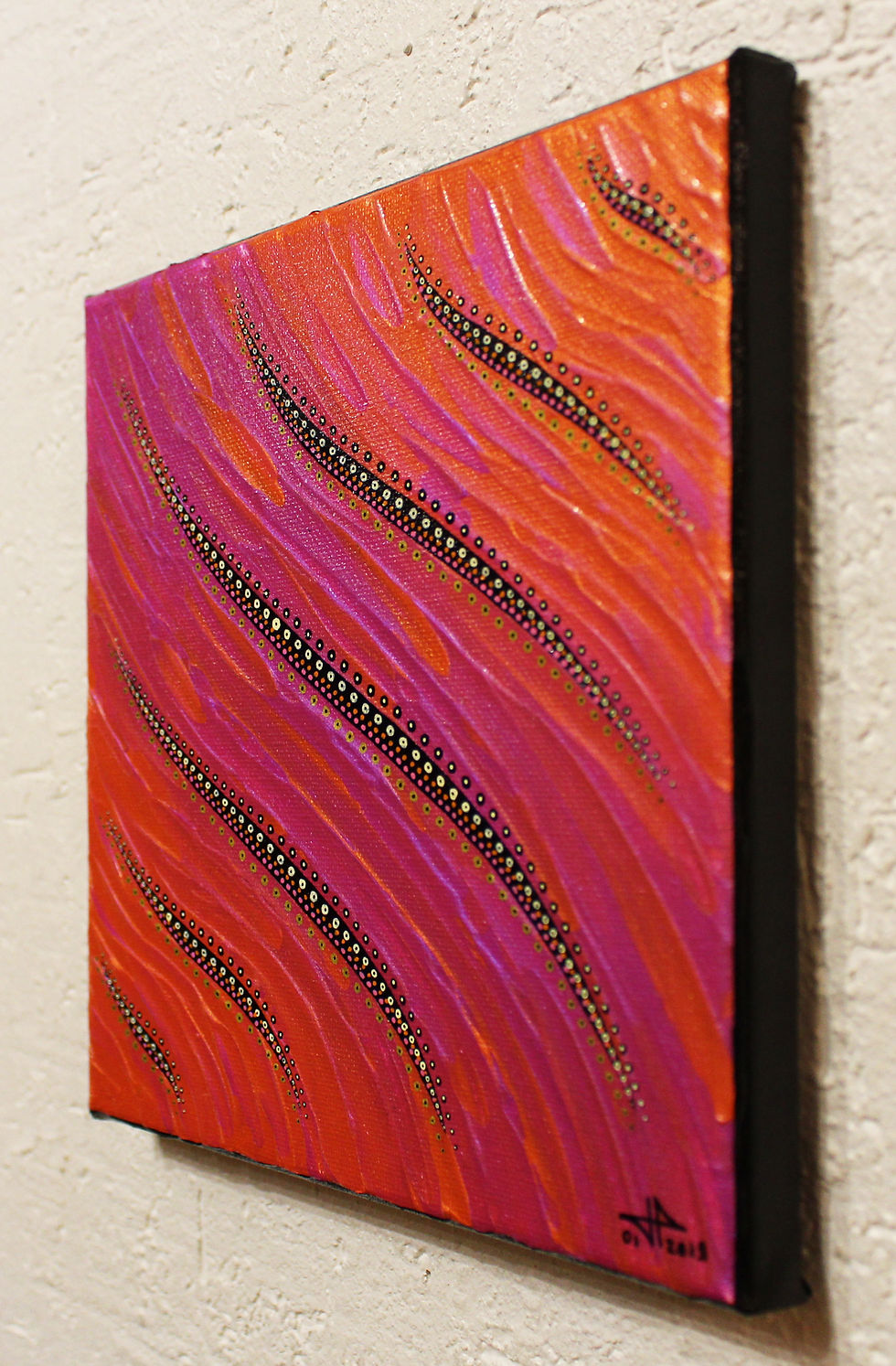 Miniatura: Quadro contemporaneo Fluido rosa-arancio iridescente