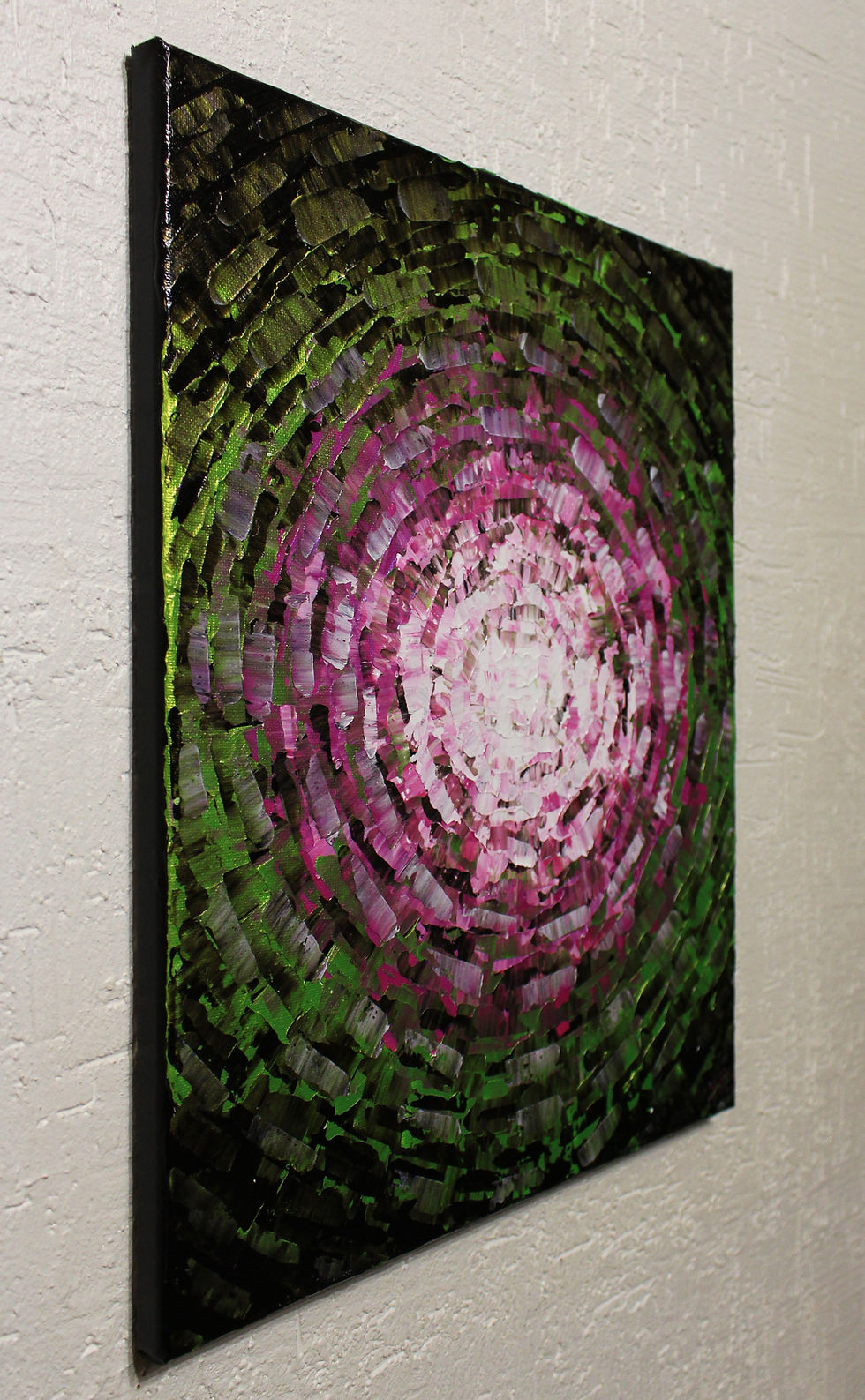 Miniatura: Peinture contemporaine Éclat de lueur rose verte iridescente