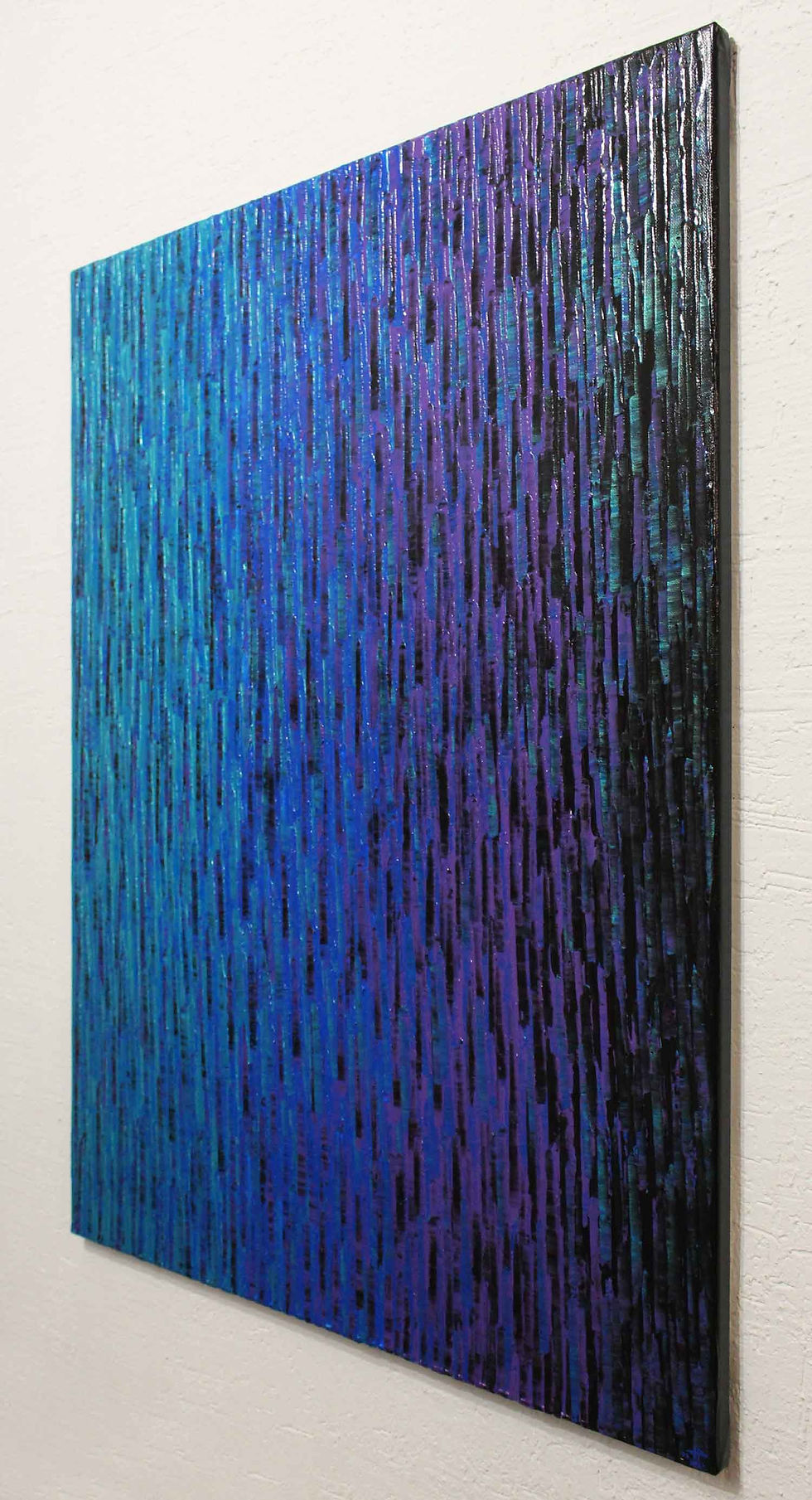 Miniatura: Peinture abstraite Grand fondu bleu iridescent violet