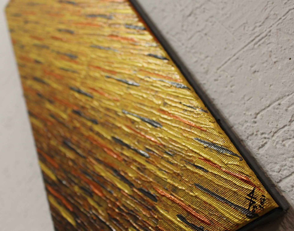 Miniatura: Tableau moderne Texture couteau or cuivre grise iridescente