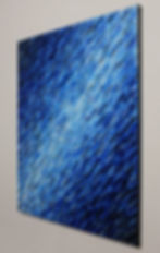 Miniatura: Grande peinture bleue abstraite vue de droite