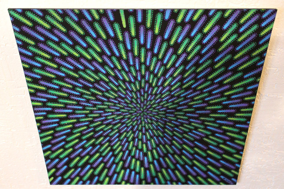 Miniatura: Peinture abstraite sur toile : Particule verte et violette