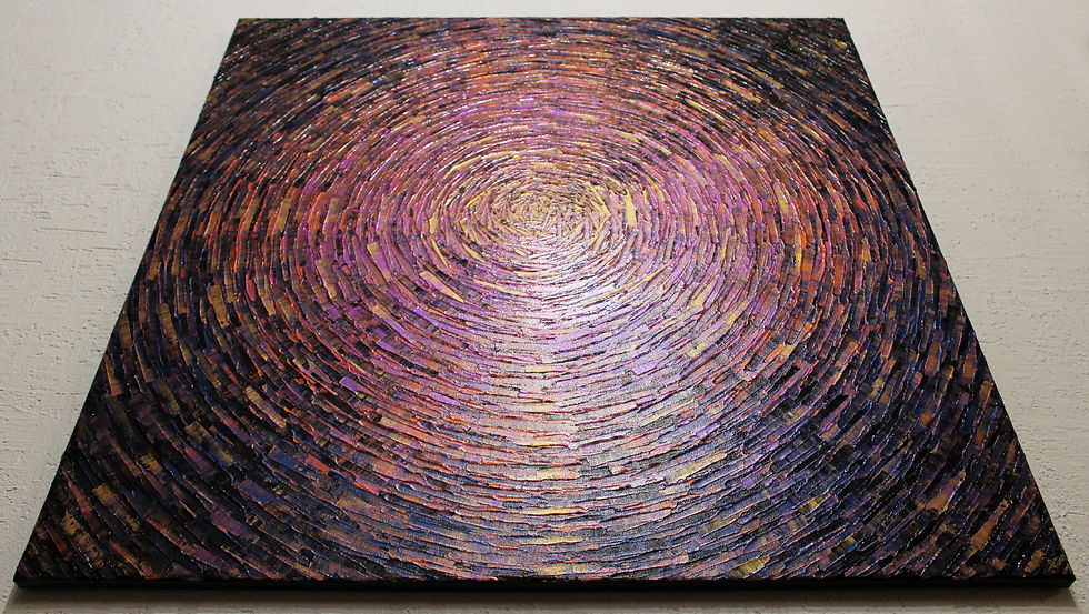 Thumbnail: Painting with a knife Large shine in iridescent orange rose gold colors