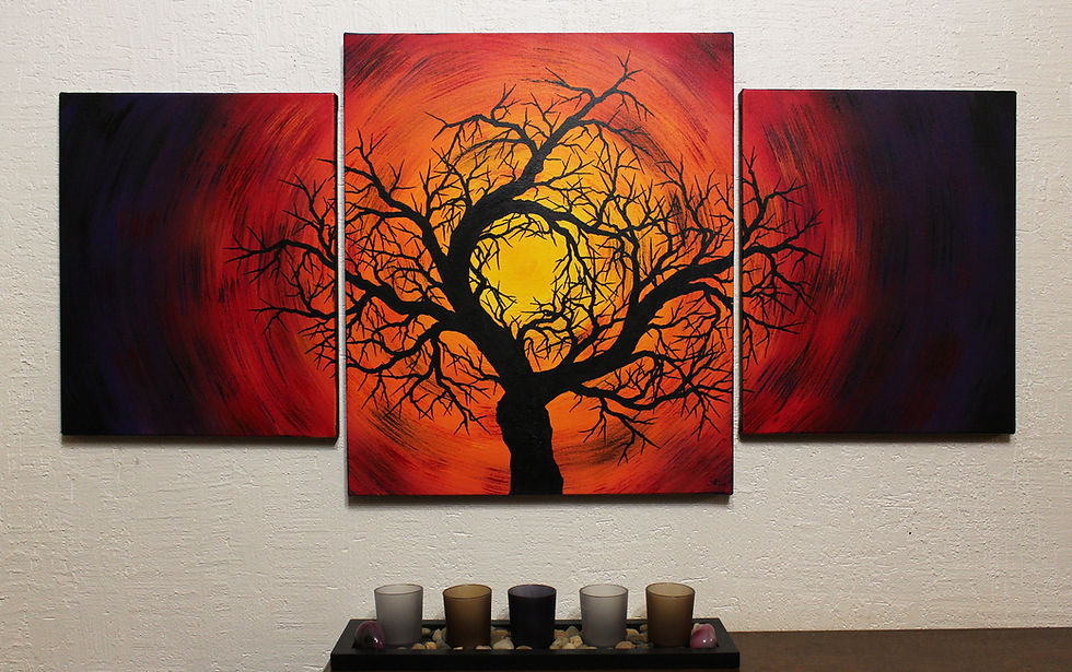 Miniatura: Trittico moderno: Silhouette di un albero nero