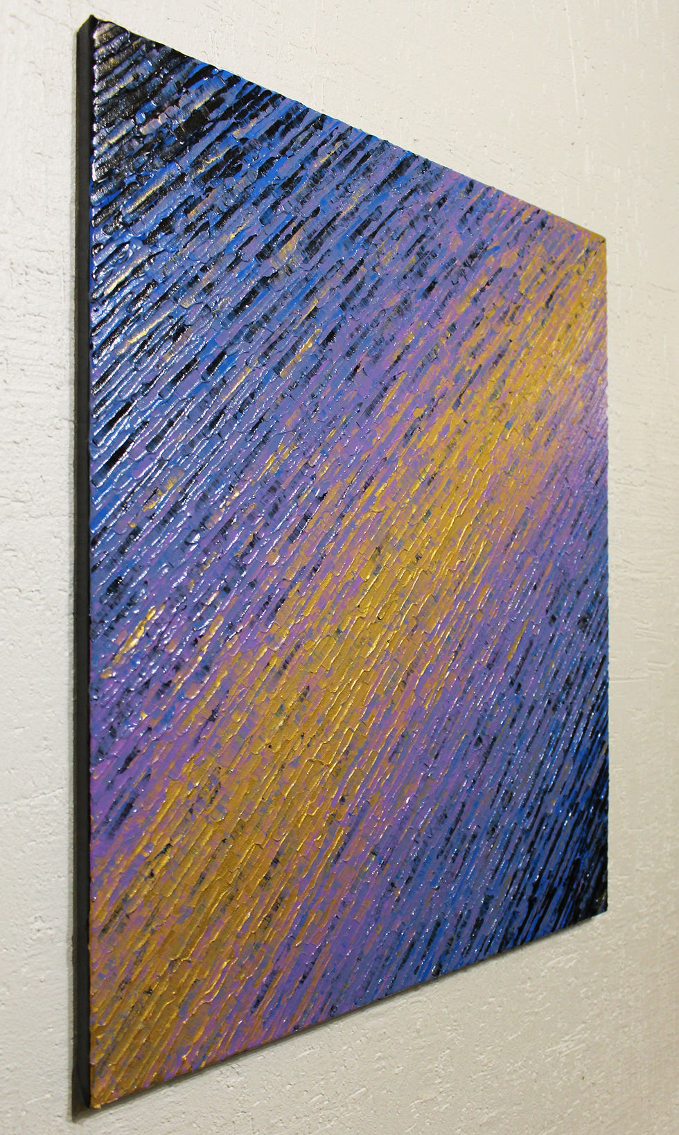 Miniatura: Peinture abstraite Texture couteau or bleue violette