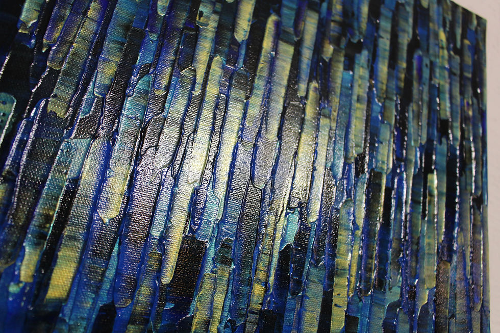 Miniatura: Peinture abstraite or bleue vue de la surface.