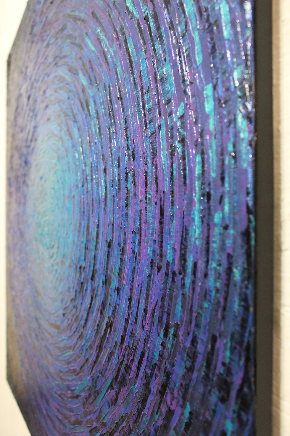 Miniatura: Tableau au couteau Grand éclat couleurs bleu violet iridescent