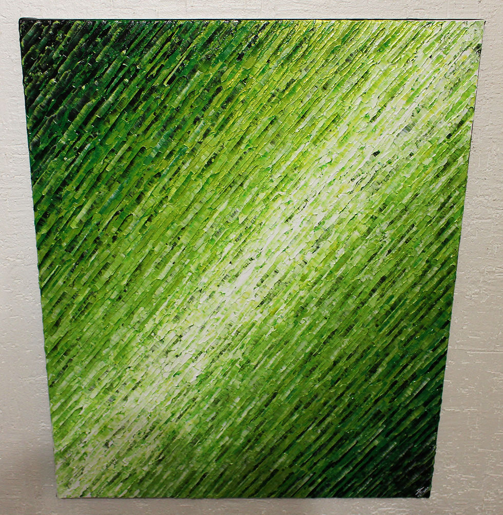 Miniatura: Peinture abstraite Texture couteau blanc verte