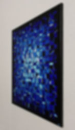 Miniature : Peinture abstraite bleue contemporaine - Vue de droite.