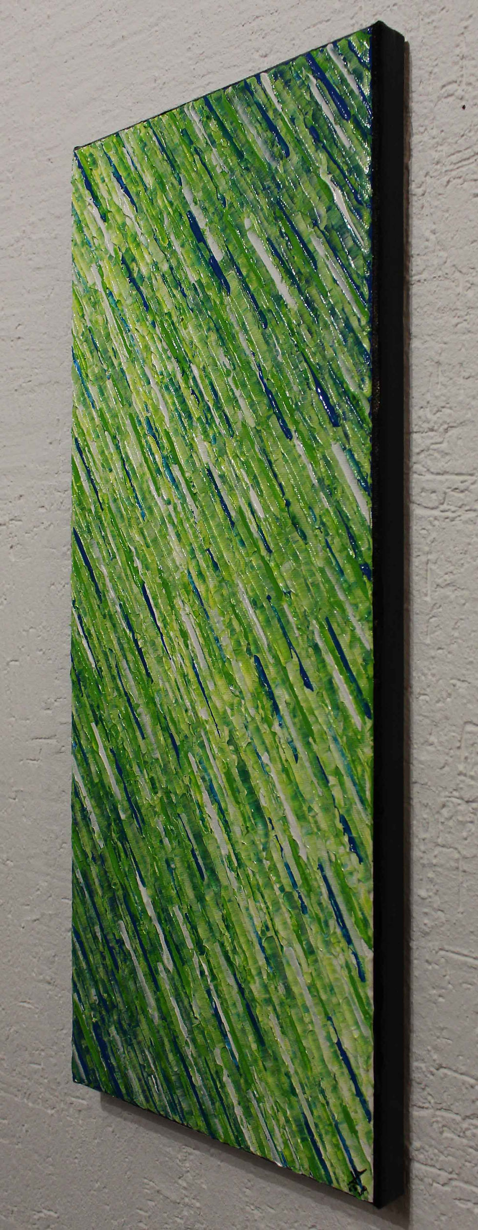 Miniatura: Pittura moderna. Spatola materica, bianco, verde, blu.