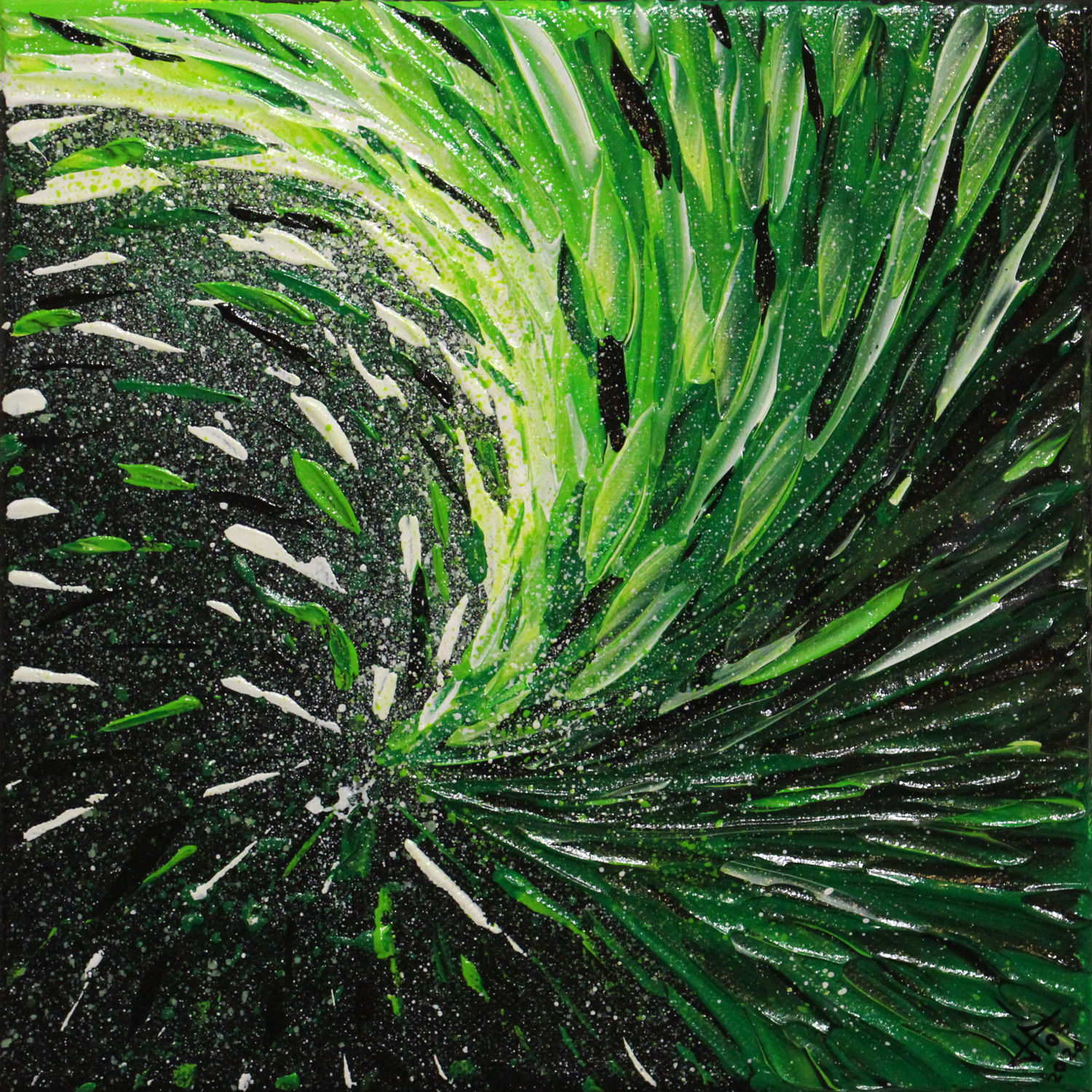 Peinture abstraite verte