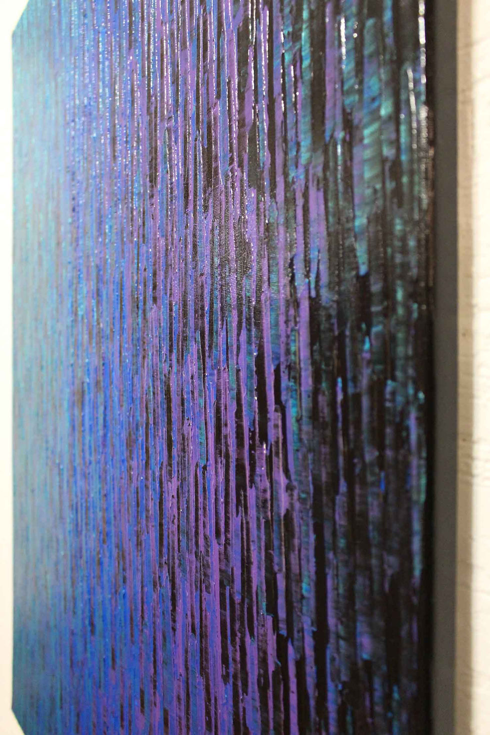 Miniatura: Peinture abstraite Grand fondu bleu iridescent violet