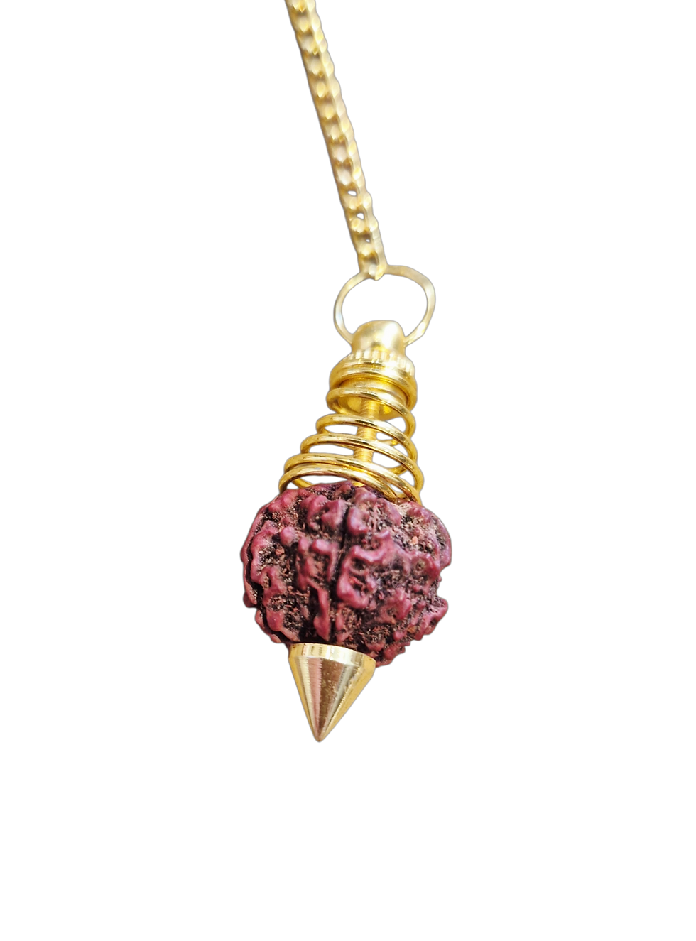 Pendule Rudraksha – Intuition & Protection  Ce pendule en graine de Rudraksha est un outil spirituel