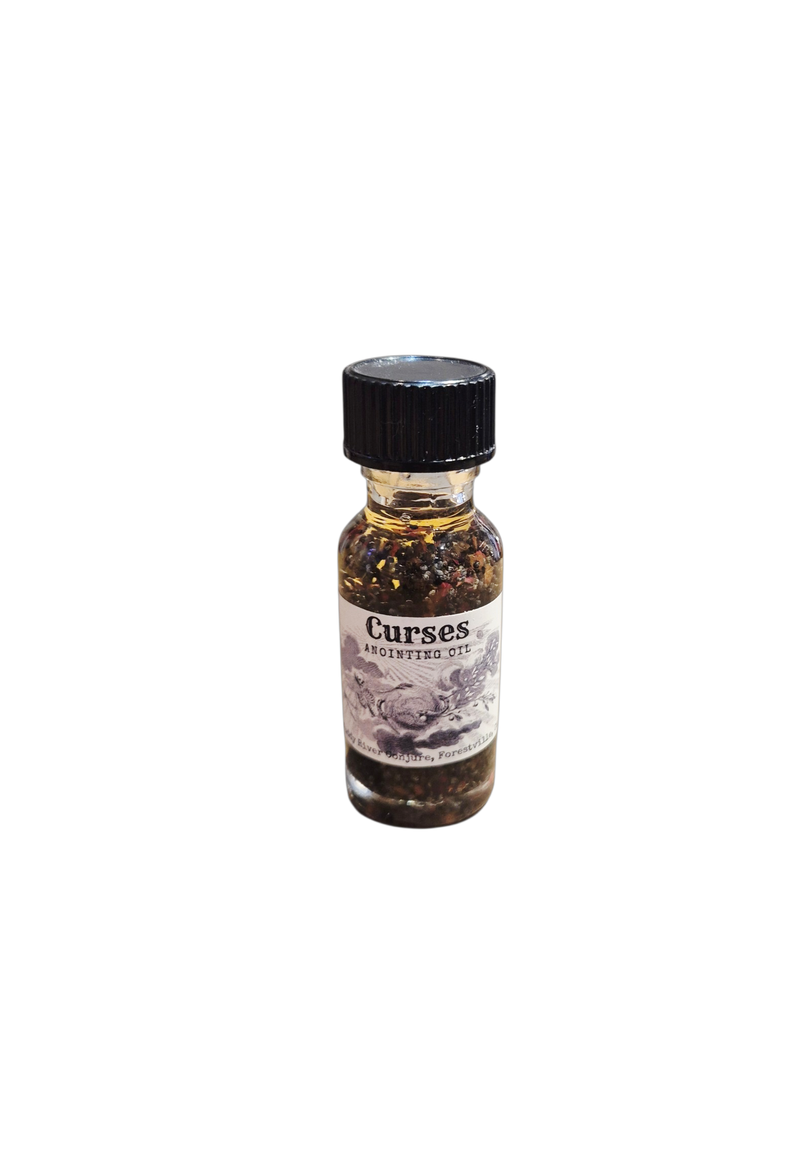Huile Hoodoo Curses 15 ml, préparation rituelle traditionnellement associée aux travaux de malédiction, renvoi, rupture