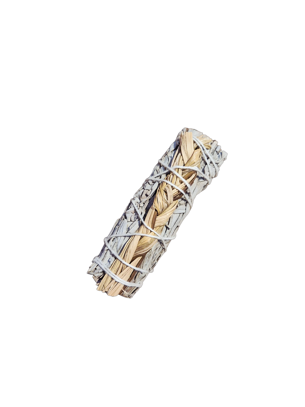 Bâton de sauge blanche et foin d’odeur Sweetgrass de 10 à 11 × 3 cm. Pour purification, harmonie et attraction des énergies