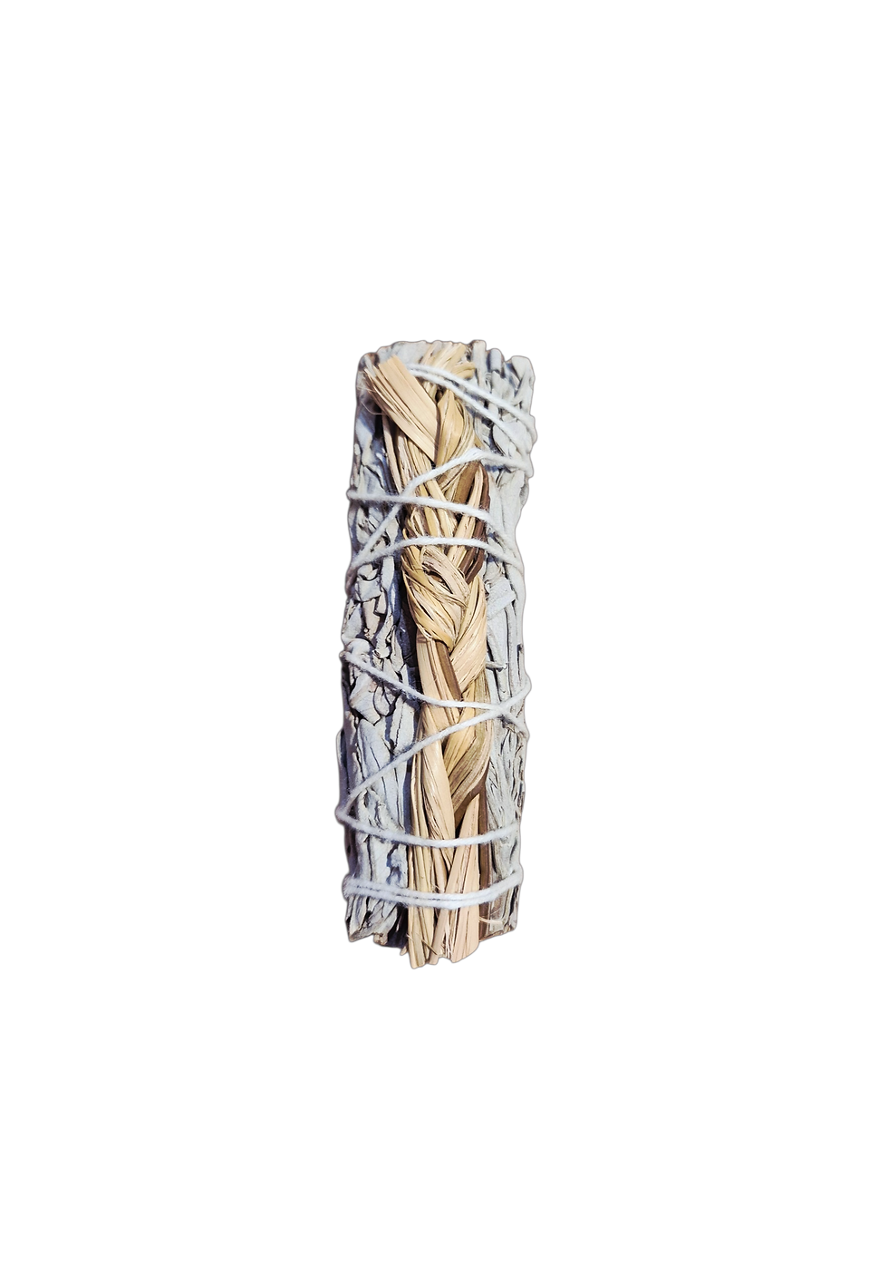 Bâton de sauge blanche et foin d’odeur Sweetgrass de 10 à 11 × 3 cm. Pour purification, harmonie et attraction des énergies