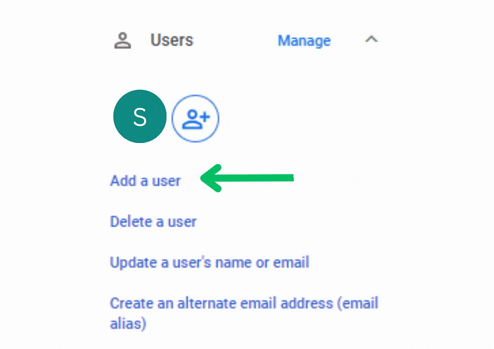 Add new user to Google admin console