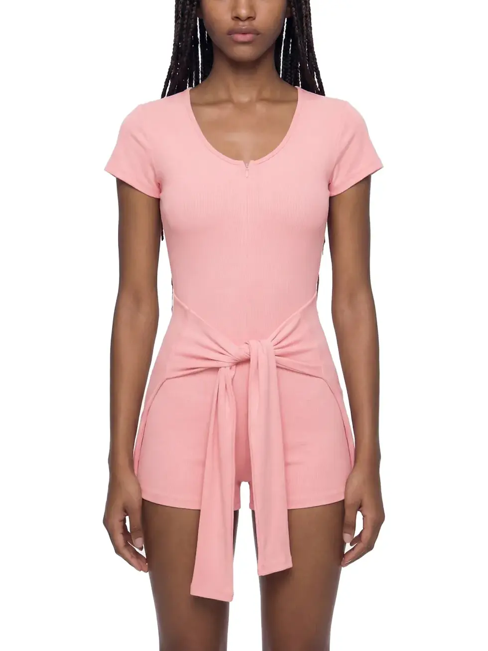 Thumbnail: Women's Dual-Function Cape Tie-Waist Romper | Wholesale