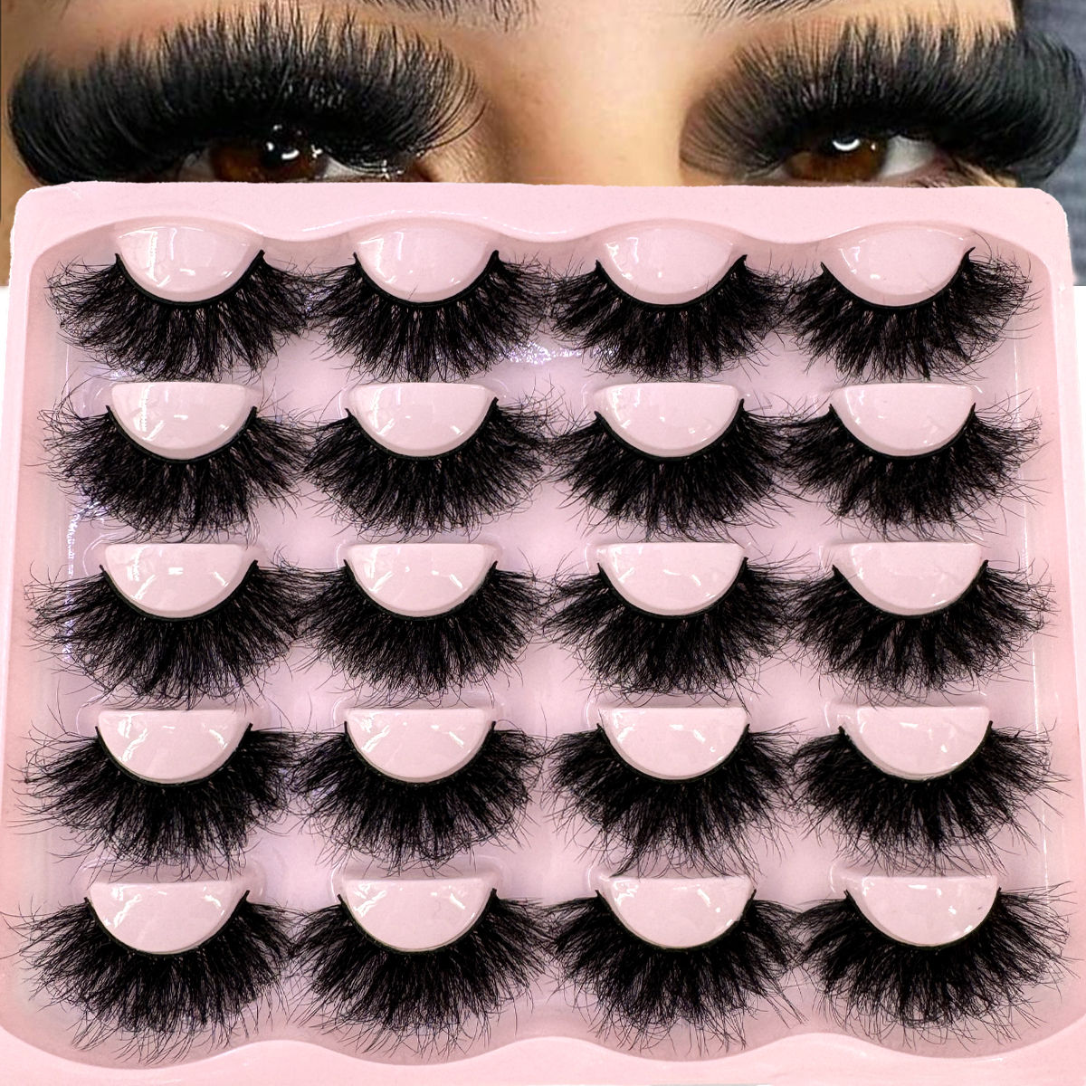 New 10 Pairs 3D Faux Mink Lashes Wispy Fluffy 25MM False Eyelashes Thick Volume