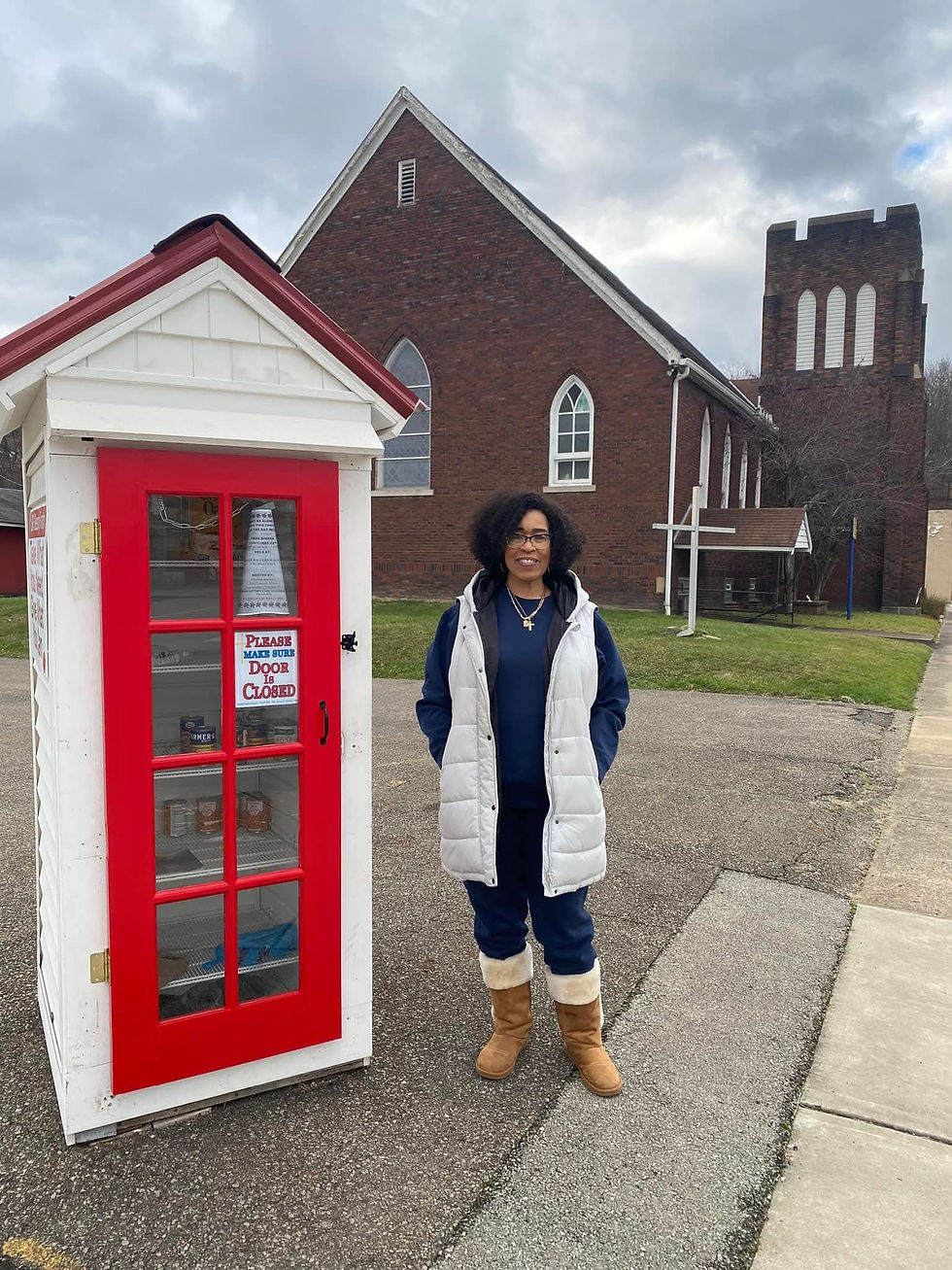 First Lady Sabrina Tench outside of the SBC Ministries food pantry