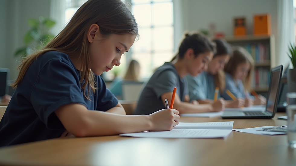 Eye-level view of a student engaged in a tutoring session