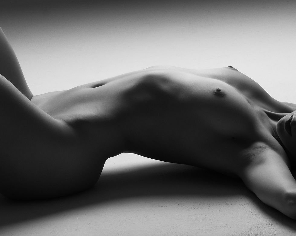 Nude bodyscape in black and white. AJ Kahn, art nude photographer from Michigan.