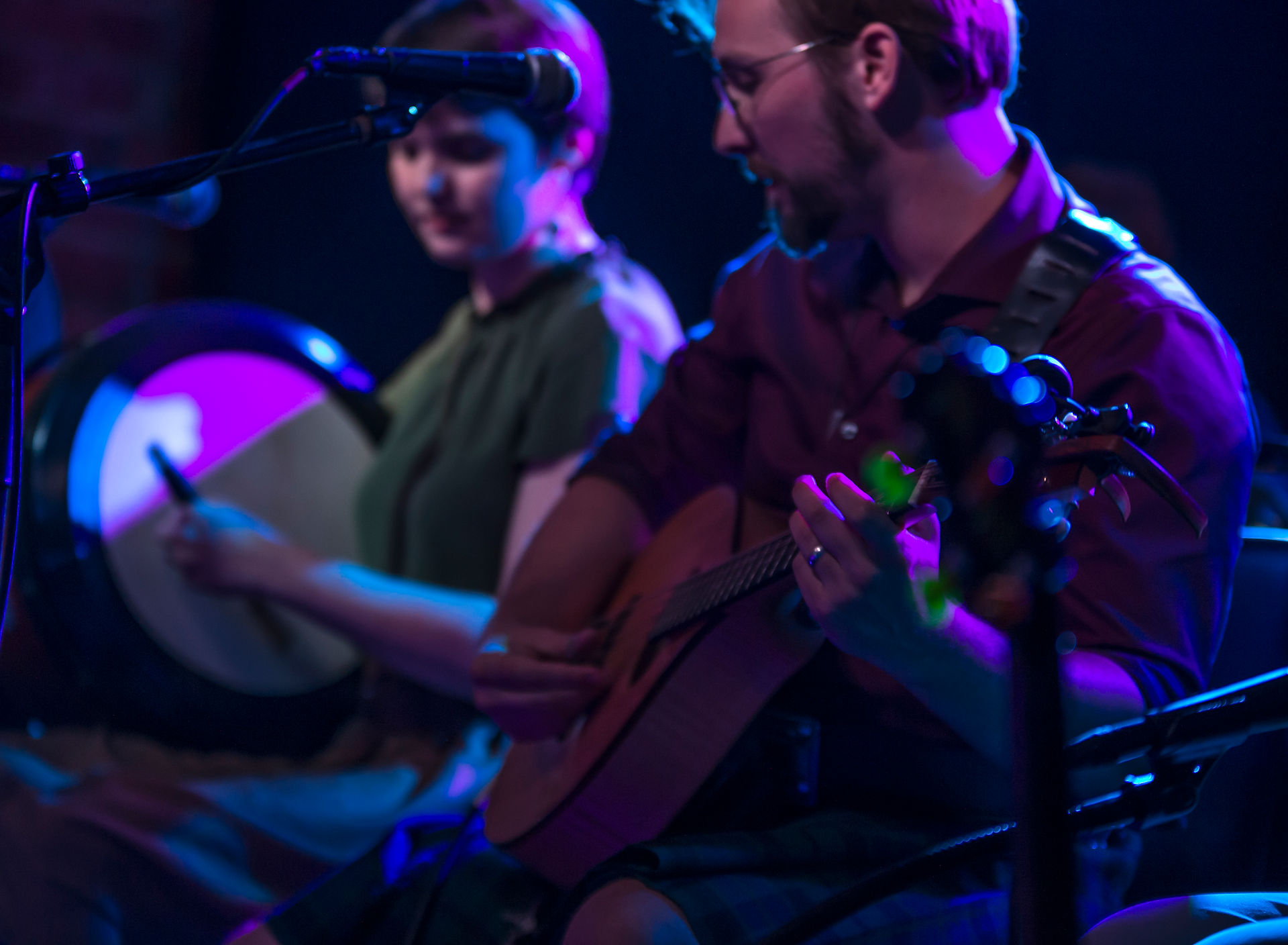 Josh Kinn playing octave mandolin