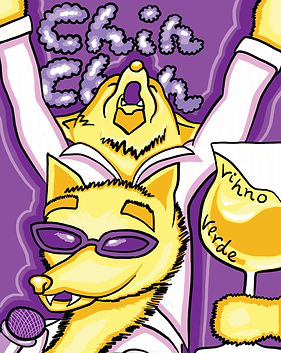 Vihno verde illustration for. wine label with wolves 
