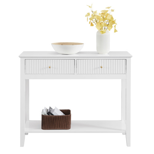 Zara Fluted 2 drawer console table white meubilair
