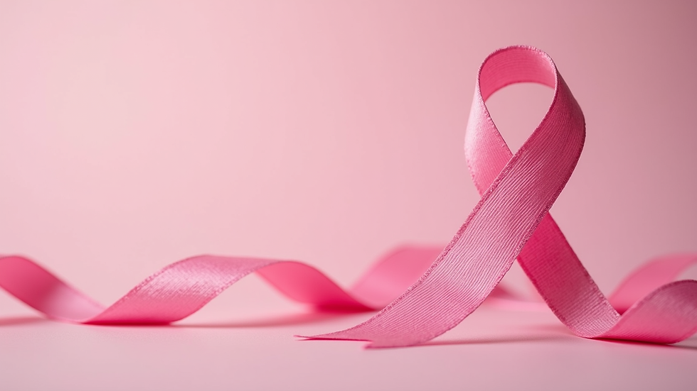 Close-up view of a pink ribbon symbolizing breast cancer awareness