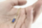 Thumbnail: Fairtrade 14k Yellow Gold Art Deco Necklace with Lapis Lazuli and Smokey Quartz