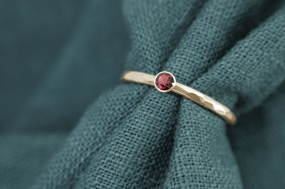 Thumbnail: FairTrade Yellow Gold and Ethically Sourced Garnet Engagement Ring