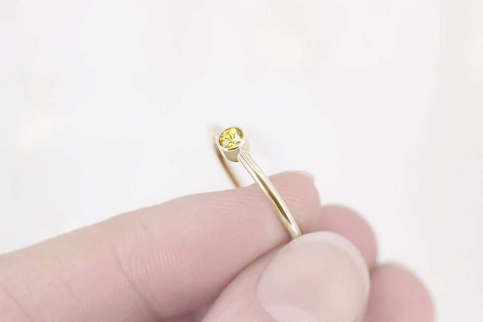 Thumbnail: FairTrade Minimalist 14k or 18k Gold and Ethically Sourced Yellow Sapphire Engagement Ring