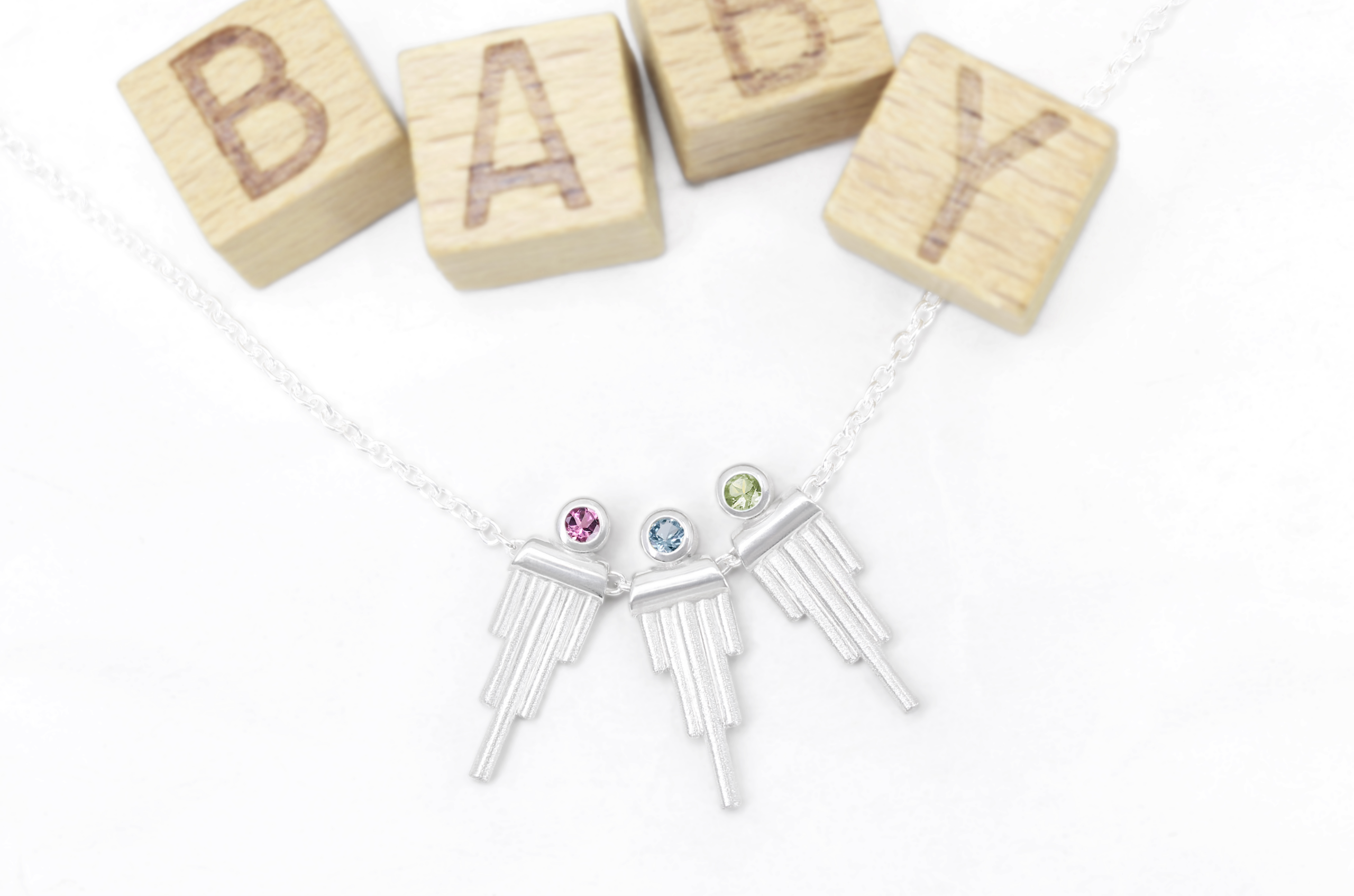 Ethical Silver Memory Charm Birthstone Necklace with Fair Gemstones