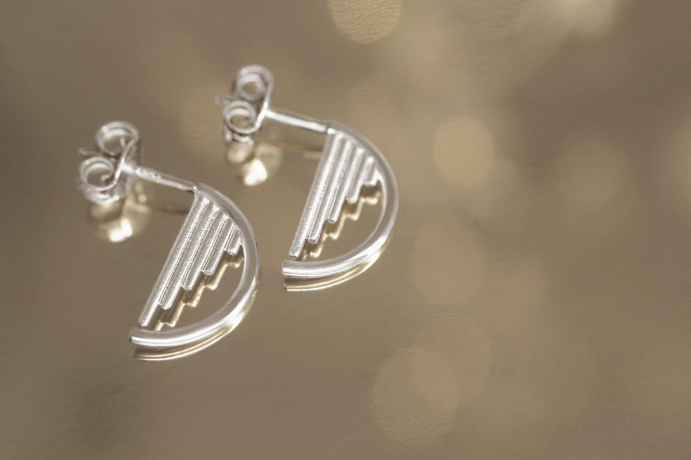 Thumbnail: Fairtrade Certified White Gold Art Deco Style Minimalist Stud Earrings