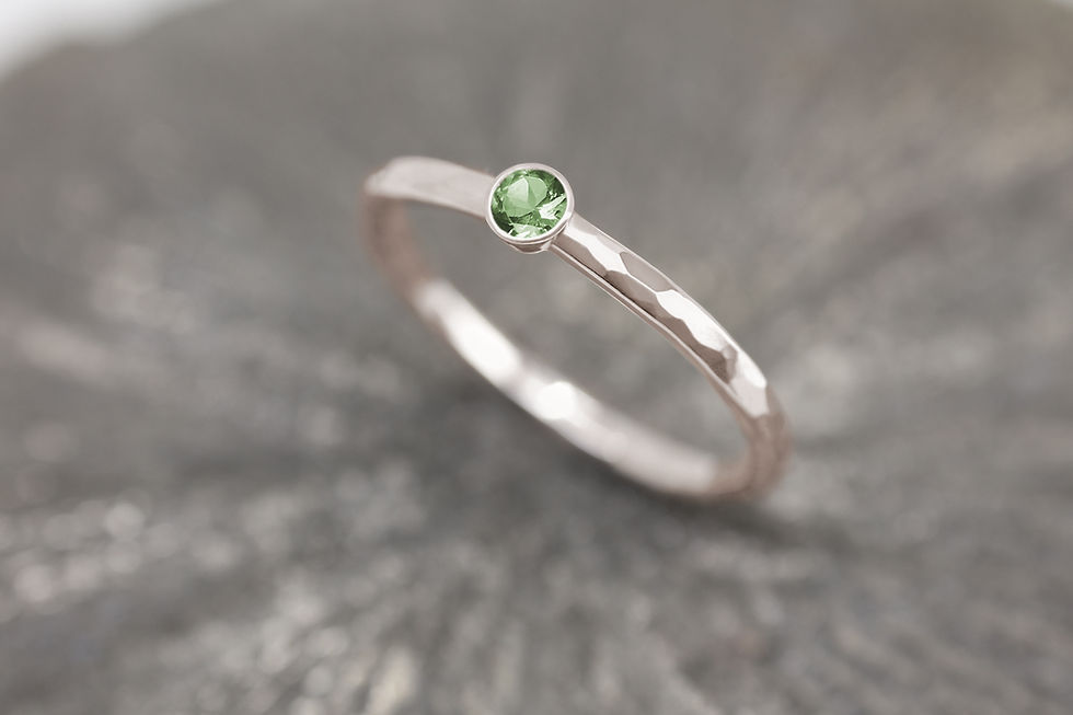 Thumbnail: FairTrade 14k or 18k Rose Gold and Ethically Sourced Tsavorite Minimalist Engagement Ring