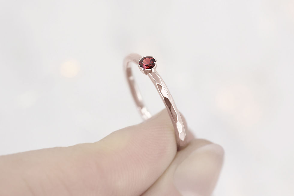 Thumbnail: FairTrade Rose Gold and Ethically Sourced Garnet Engagement Ring