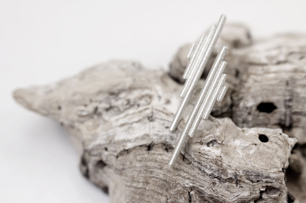 Thumbnail: Fairtrade White Gold Art Deco Handcrafted Stud Earrings
