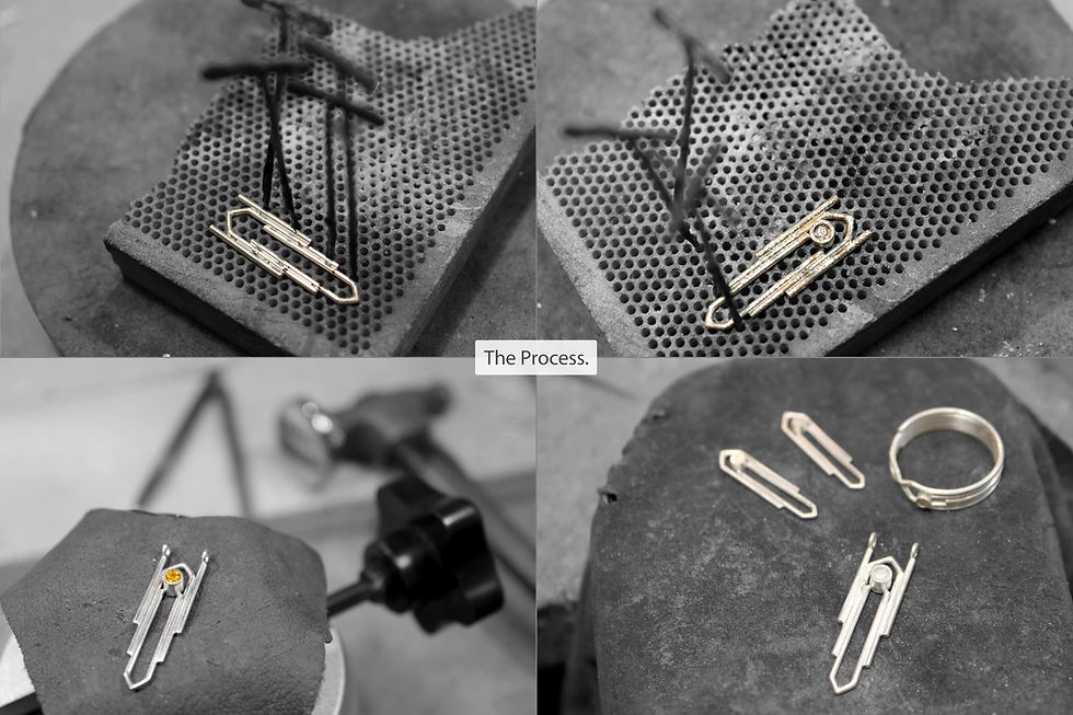 Miniaturbild: Recycled sterling silver and fairtrade ethical yellow sapphire minimalist art deco necklace - making of