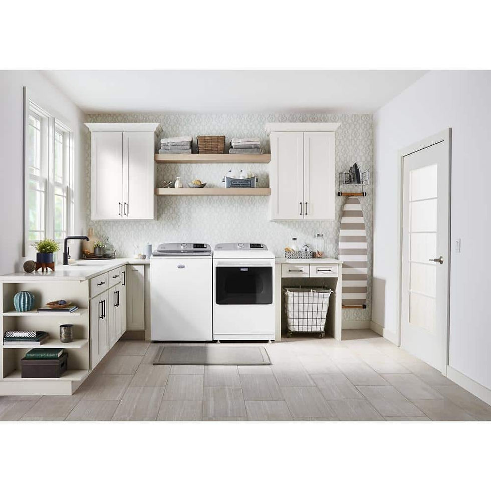 Thumbnail: 5.3 CuFt. Maytag Smart Top Load Washer & 7.4 CuFt 240-Volt Smart Electric Dryer