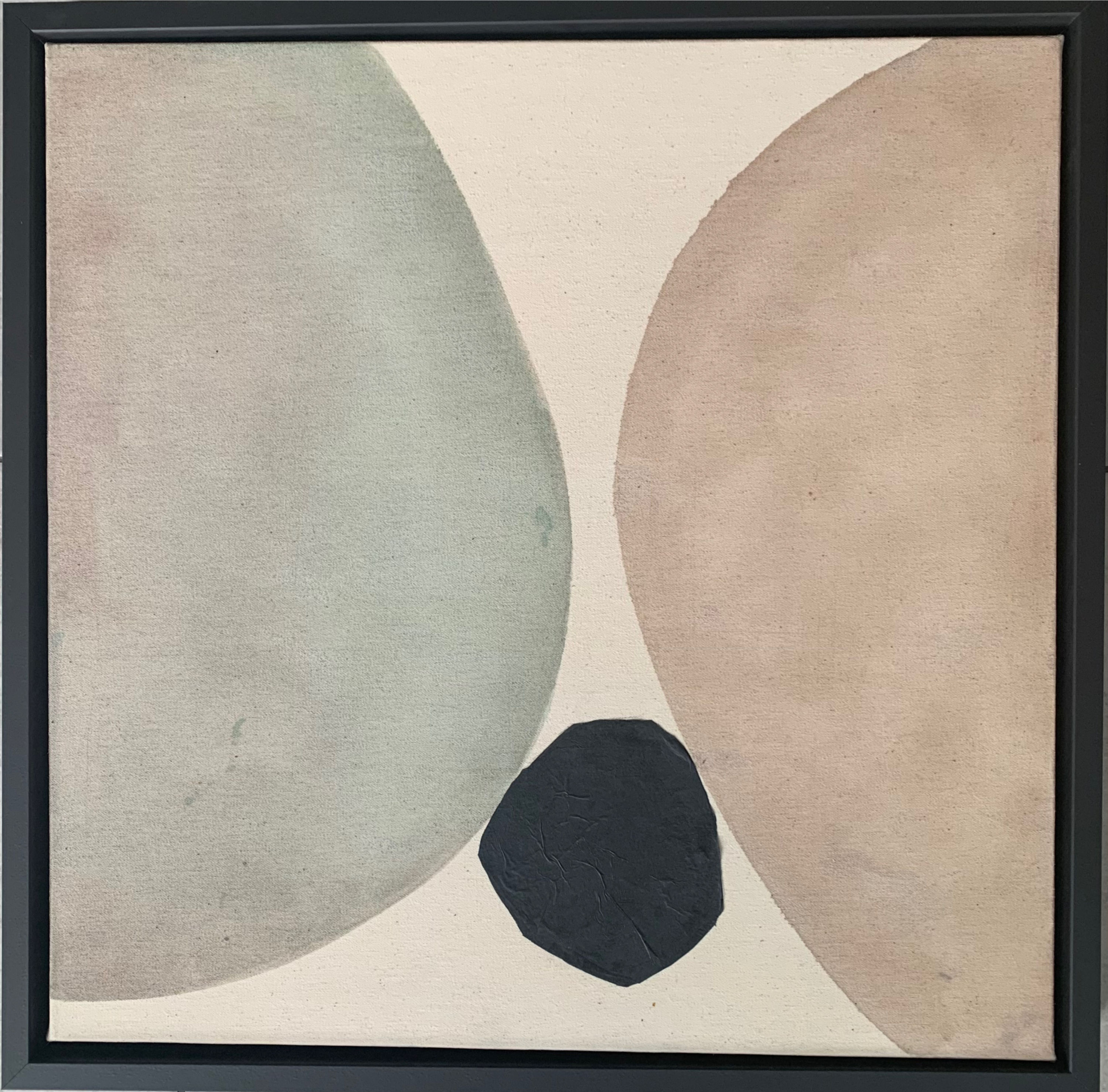 Série Été 1, technique mixte sur toile, encadrée en noir mat, 50 × 50 × 4 cm